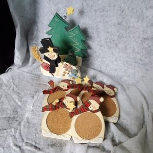 Snowman coasters w/ storage box - Christmas